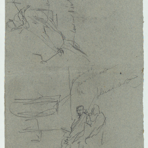 image for: Marià Fortuny - Croquis de figura i croquis inconcrets (anvers) / Esbós de figures (revers) - Cap a 1870-1872 [1]