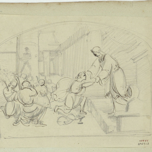 image for: Marià Fortuny - Esbós per a una escena bíblica - Cap a 1855-1856