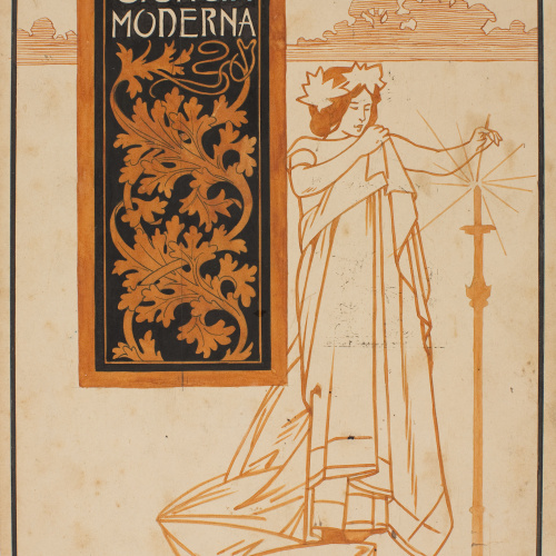 image for: Alexandre de Riquer - Portada per a «La ciencia moderna» de Julio Broutá - 1897