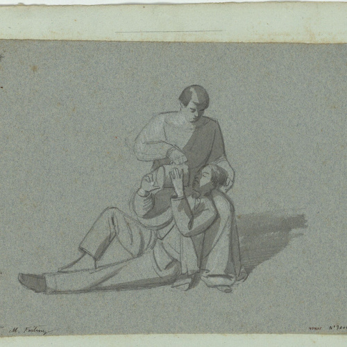 image for: Marià Fortuny - Estudi acadèmic de figures masculines - Cap a 1856-1858