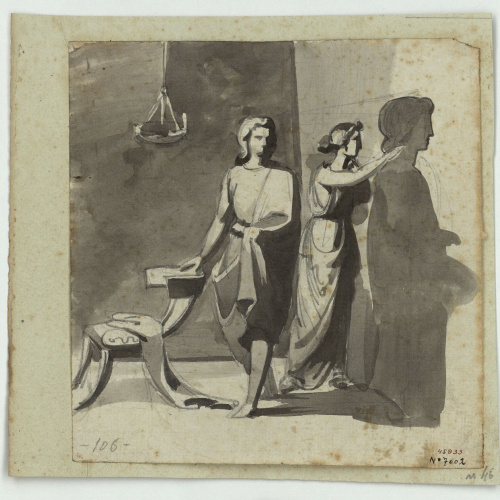 image for: Marià Fortuny - Cora, filla de Dibutades de Sicione, dibuixant el perfil del seu amant - Cap a 1856-1858