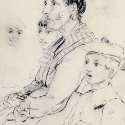 image for: Santiago Rusiñol - Estudi de dona i nens - Cap a 1883