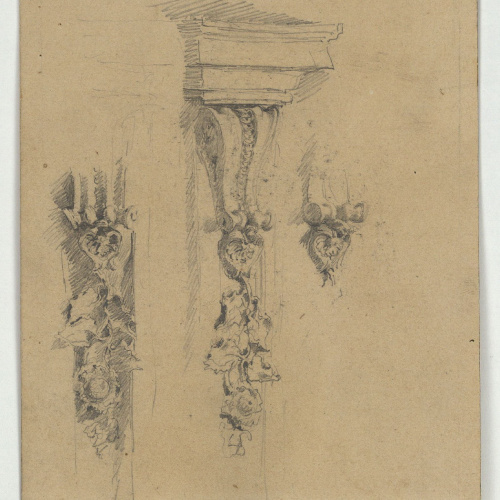 image for: Marià Fortuny - Mènsules (anvers) / Cap masculí (revers) - Cap a 1867-1870