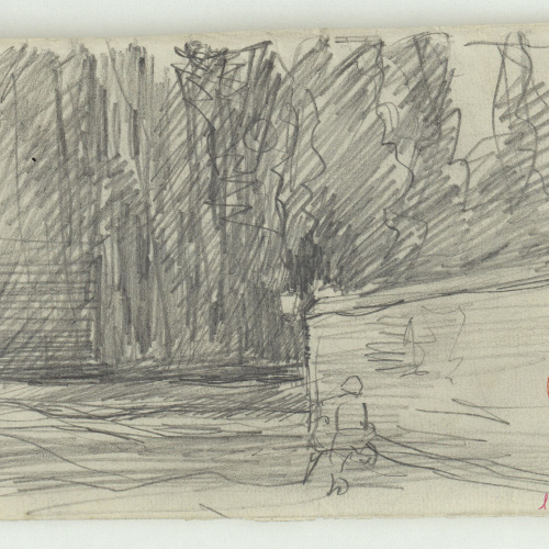 image for: Marià Fortuny - Esbós de passeig amb figura (anvers) / Mare de Déu (revers) - Cap a 1867-1872