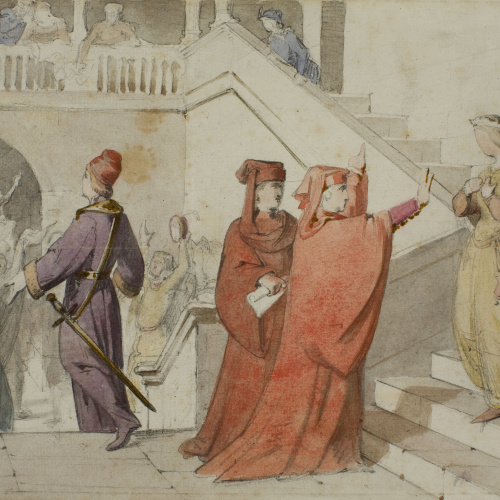 image for: Claudi Lorenzale - Estudi preparatori per al quadre «El príncep de Viana a Vilafranca» - Cap a 1866