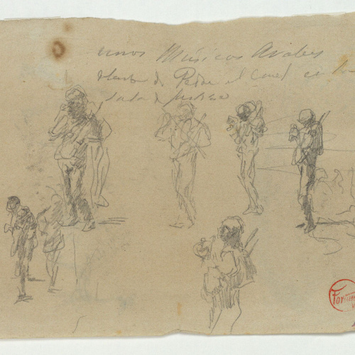 image for: Marià Fortuny - Estudi per al quadre «Músics àrabs» (anvers) / Diversos objectes (revers) - Cap a 1872