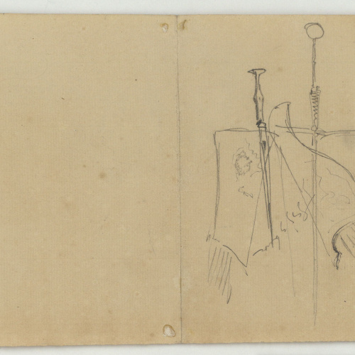 image for: Marià Fortuny - Espases i peces d&#039;armadura (anvers) / Espingarda, espasa, punyal i altres objectes (revers) - Cap a 1860-1862 [1]