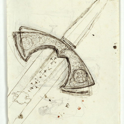 image for: Marià Fortuny - Espasa d&#039;estil musulmà (anvers) / Espasa d&#039;estil musulmà i figura (revers) - Cap a 1870-1872