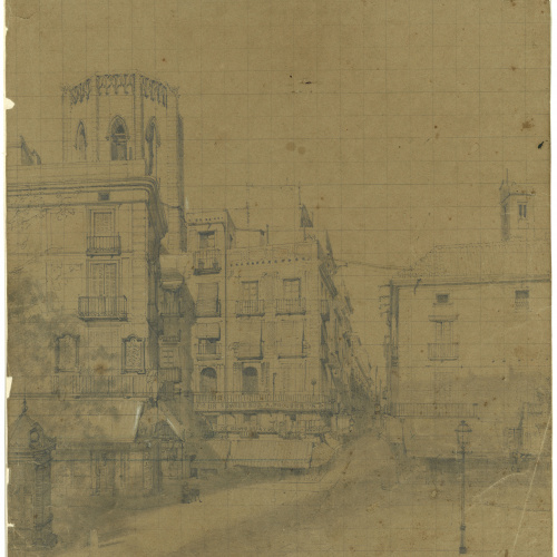 image for: Achille Battistuzzi - Estudi per al quadre «El pla de la Boqueria» - Cap a 1870