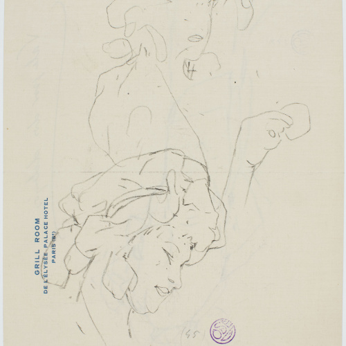 image for: Francesc Xavier Gosé - Estudi de caps femenins (anvers) / Dama d&#039;esquena (revers) - Cap a 1906-1909