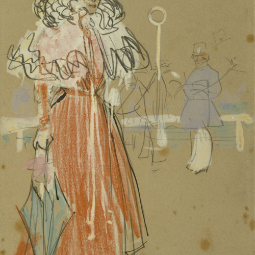 image for: Ramon Casas - Figura femenina en vermell - Cap a 1900