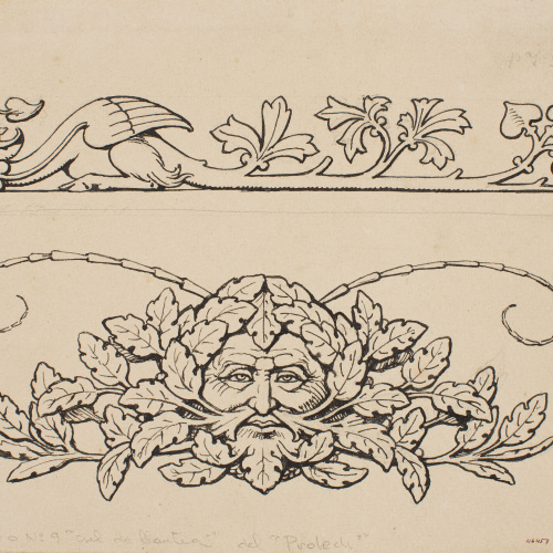 image for: Apel·les Mestres - Composicions de tema fantàstic. Il·lustració per al poema «Liliana» d&#039;Apel·les Mestres (frontispici i capçalera de pàgina) - 1906