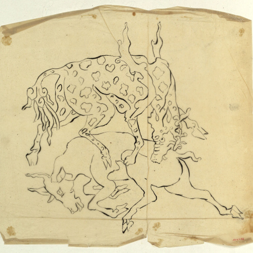image for: Marià Fortuny - Calc de cérvols lluitant - Cap a 1867-1872