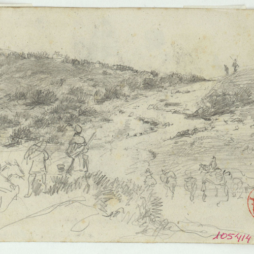 image for: Marià Fortuny - Paisatge marroquí amb l&#039;exèrcit (anvers) / Rifeños (revers) - Cap a 1860