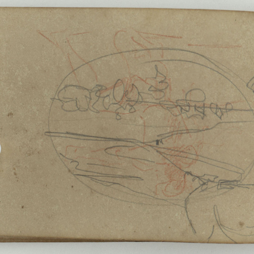 image for: Marià Fortuny - Croquis inconcret (anvers) / Croquis inconcret, figura i cavall (revers) - Cap a 1866-1872 [1]
