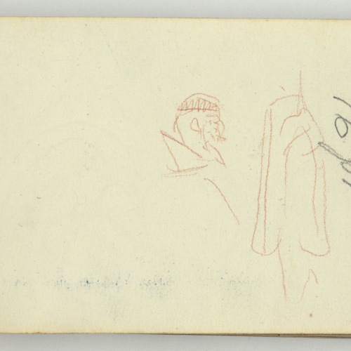 image for: Marià Fortuny - Caricatures (anvers) / Cap masculí i croquis inconcret (revers) - Cap a 1866-1872 [1]