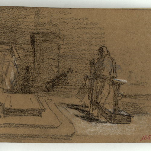image for: Marià Fortuny - Figura davant d&#039;una escalinata - Cap a 1866-1872