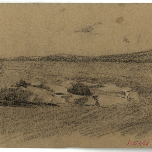 image for: Marià Fortuny - Paisatge marroquí (anvers) / Esbós de camells (revers) - Cap a 1860-1862