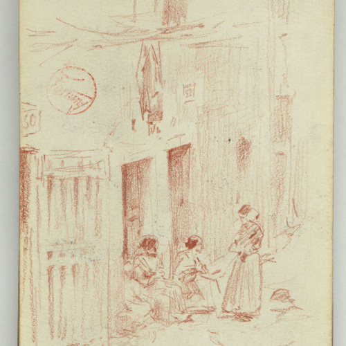 image for: Marià Fortuny - Dones al carrer (anvers) / Caricatures (revers) - Cap a 1870-1872