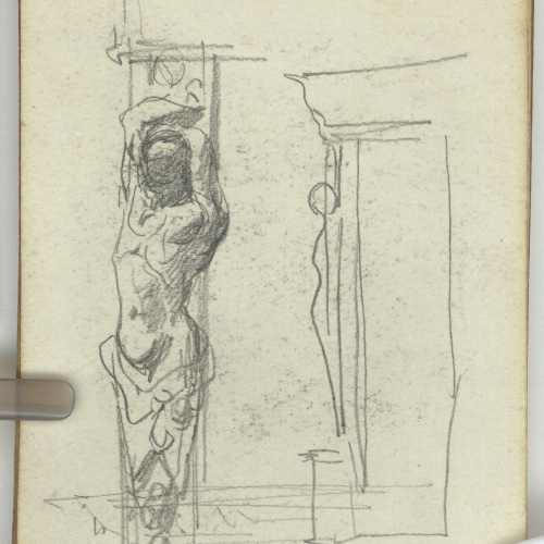 image for: Marià Fortuny - Interior de cuina (anvers) / Cariàtides (revers) - Cap a 1863-1866 [1]