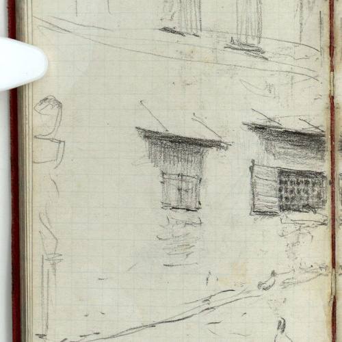 image for: Marià Fortuny - Carrer (anvers) / Esbós de figura (revers) - Cap a 1868-1872