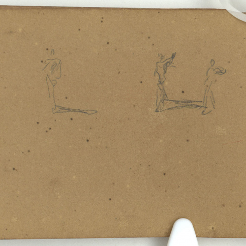 image for: Marià Fortuny - Pedestals [?] (anvers) / Esbós de figures (revers) - Cap a 1863-1866 [1]