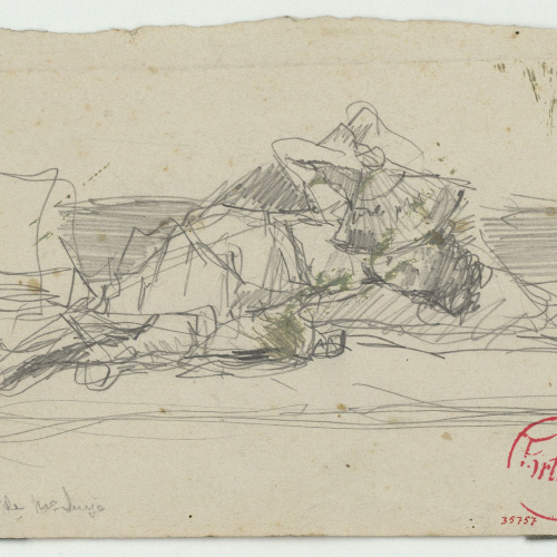 image for: Marià Fortuny - Estudi per al quadre «Els fills del pintor en un saló japonès» (anvers) / Estudi per al quadre «Els fills del pintor en un saló japonès» (revers) - Cap a 1874