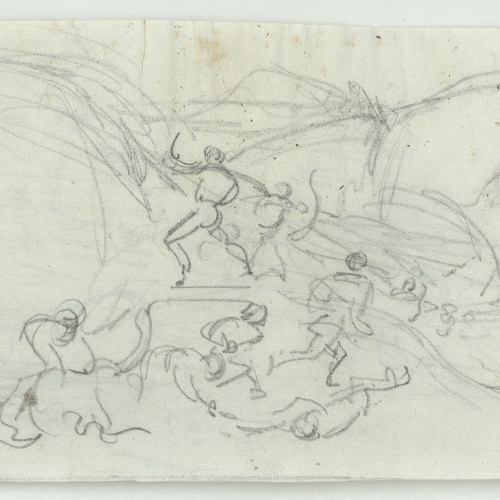 image for: Marià Fortuny - Croquis de composició (anvers) / Croquis inconcret (revers) - Cap a 1856-1858