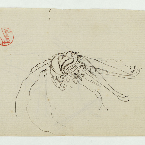 image for: Marià Fortuny - Guarnició d&#039;una espasa d&#039;estil musulmà (anvers) / Croquis inconcret (revers) - Cap a 1867-1872