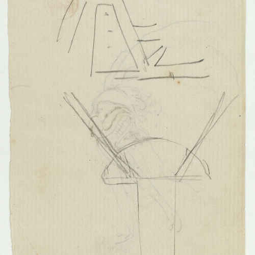image for: Marià Fortuny - Guarnició d&#039;una espasa d&#039;estil musulmà (anvers) / Croquis inconcret (revers) - Cap a 1867-1872 [1]