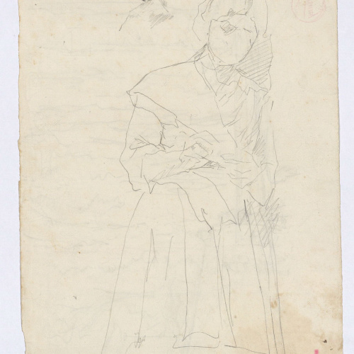 image for: Marià Fortuny - L&#039;Alameda de l&#039;Alhambra de Granada (anvers) / Esbós de figura femenina (revers) - Cap a 1870-1872 [1]