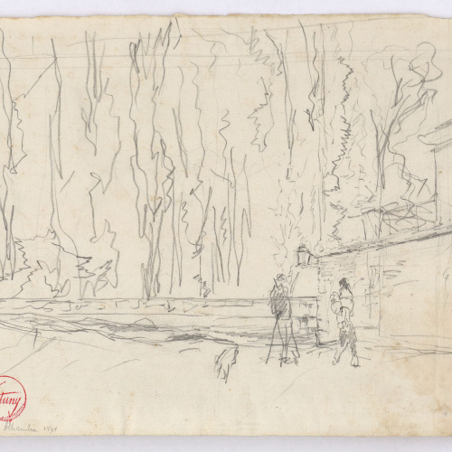 image for: Marià Fortuny - L'Alameda de l'Alhambra de Granada (anvers) / Esbós de figura femenina (revers) - Cap a 1870-1872