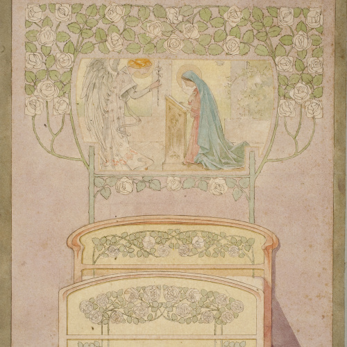 image for: Gaspar Homar - Llit i cortinatge amb una Anunciació - Cap a 1900-1905