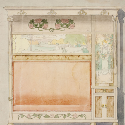 image for: Gaspar Homar - Escó amb plafons de marqueteria - Cap a 1905