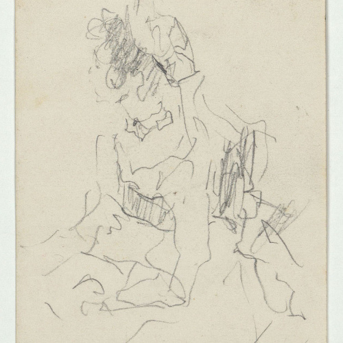 image for: Marià Fortuny - Bust escultòric d&#039;un papa (anvers) / Croquis de figura femenina (revers) - Cap a 1863-1867 [1]