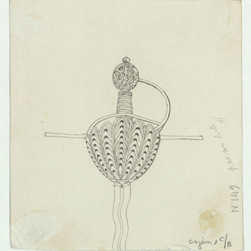 image for: Marià Fortuny - Esbós d&#039;un brollador i testos amb plantes (anvers) / Pom d&#039;espasa (revers) - Cap a 1870-1872 [1]