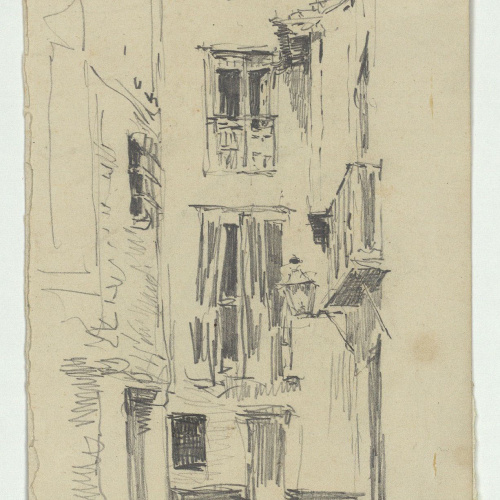 image for: Marià Fortuny - Carrer (anvers) / Bust escultòric d&#039;un papa (revers) - Cap a 1870-1872