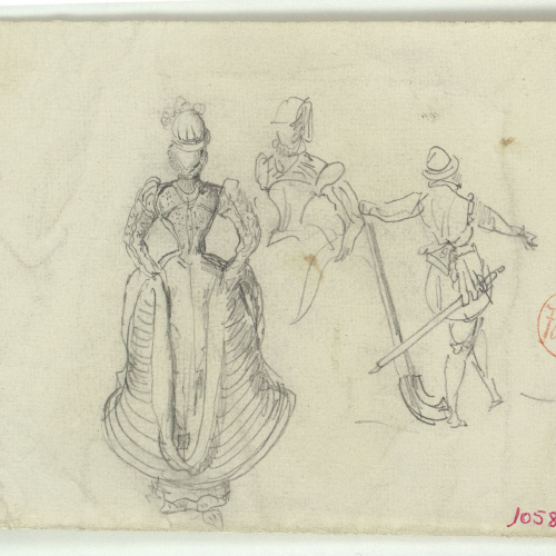 image for: Marià Fortuny - Figures femenines i arcabusser amb indumentària del segle XVI - Cap a 1867-1872