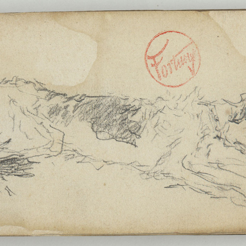 image for: Marià Fortuny - Estudi per a les aquarel·les «El venedor de tapissos» o «Amics fidels» - Cap a 1870