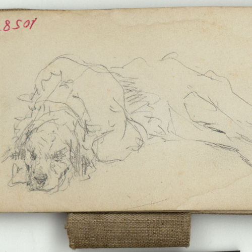 image for: Marià Fortuny - Estudi per a les aquarel·les «El venedor de tapissos» o «Amics fidels» - Cap a 1870