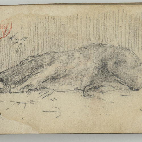 image for: Marià Fortuny - Estudi per a les aquarel·les «El venedor de tapissos» o «Amics fidels» - Cap a 1870