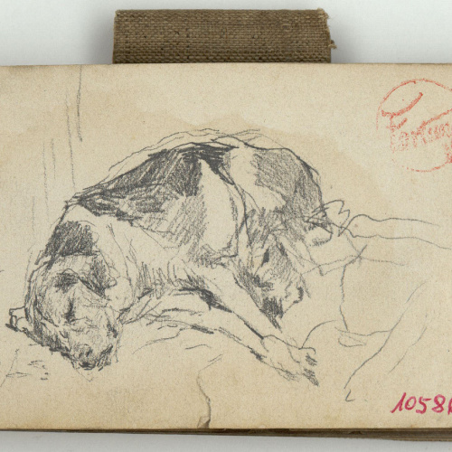 image for: Marià Fortuny - Estudi per a les aquarel·les «El venedor de tapissos» o «Amics fidels» - Cap a 1870