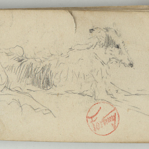 image for: Marià Fortuny - Estudi per a les aquarel·les «El venedor de tapissos» o «Amics fidels» - Cap a 1870