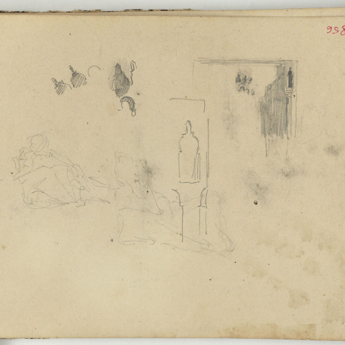 image for: Marià Fortuny - Motius arquitectònics d&#039;estil musulmà i croquis de figura - Cap a 1862