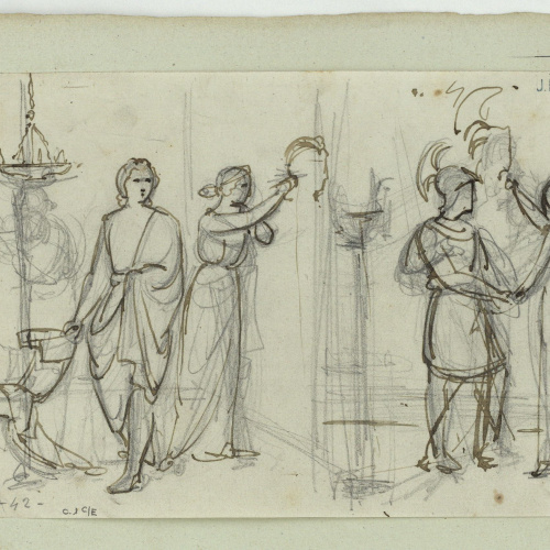 image for: Marià Fortuny - Cora, filla de Dibutades de Sicione, dibuixant el perfil del seu amant - Cap a 1856-1858