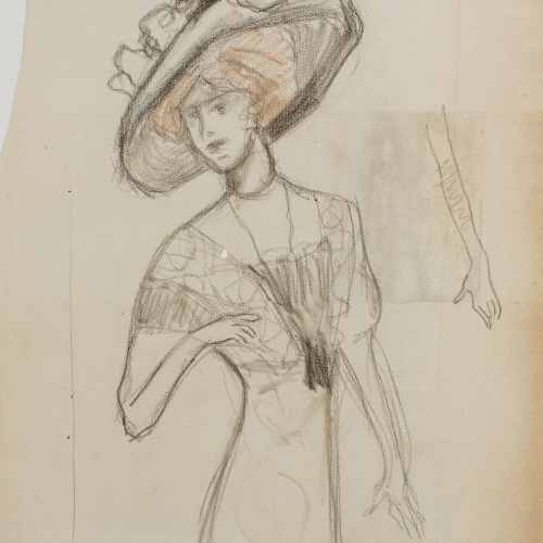 image for: Joaquim Biosca - Dona amb barret de flors - Entre 1910-1920