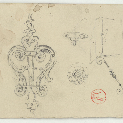 image for: Marià Fortuny - Frontissa, claus i suports d&#039;una porta - Cap a 1867-1872