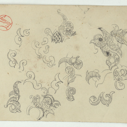 image for: Marià Fortuny - Motius ornamentals d&#039;estil musulmà (anvers) / Croquis de motius ornamentals (revers) - Cap a 1870-1872