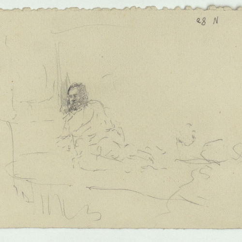 image for: Marià Fortuny - Capitell d&#039;estil clàssic (anvers) / Estudi per a l&#039;aquarel·la «Carrer de Tànger» [?] (revers) - Cap a 1867-1872 [1]