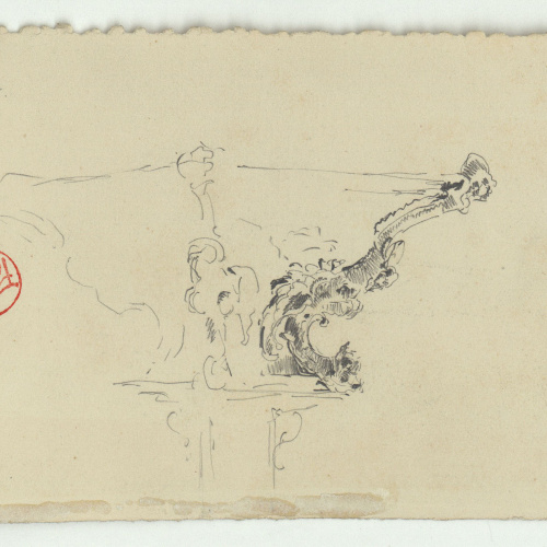 image for: Marià Fortuny - Capitell d'estil clàssic (anvers) / Estudi per a l'aquarel·la «Carrer de Tànger» [?] (revers) - Cap a 1867-1872